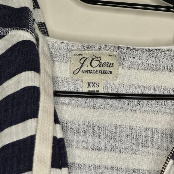 J.Crew Re-Imagined Vintage Fleece Navy White Striped Full Zip Hoodie XXS - Picture 4 of 4